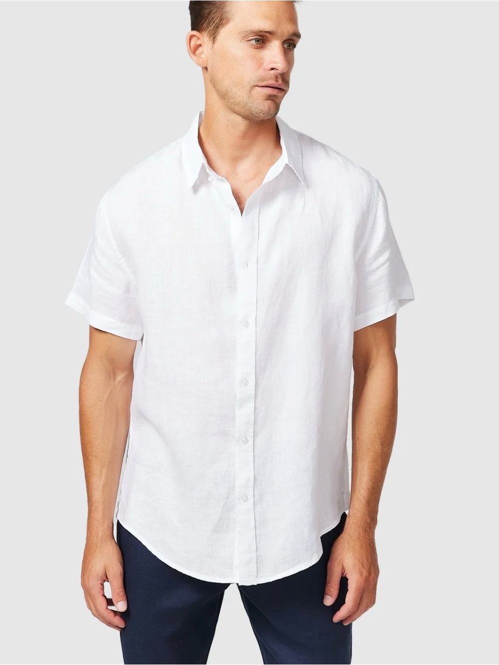 Vacay Swimwear Short Sleeve Linen Shirt White Medium NWT
